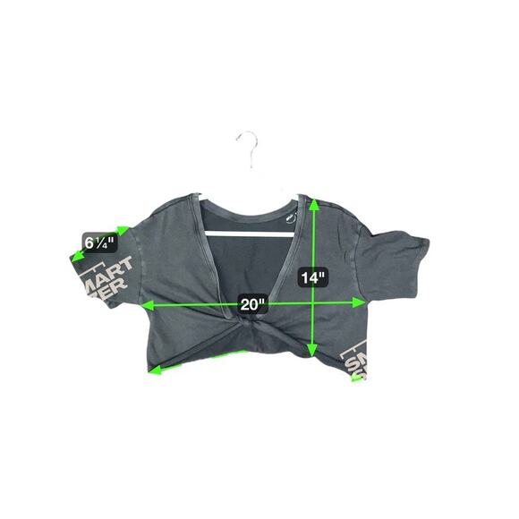 Aerie Short Sleeve Twisted Front Cropped Top Lightweight Gray Women M - Picture 4 of 4